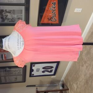 Pale Coral tank top cotton lace cap sleeves